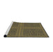 Serging Thickness of Machine Washable Transitional Brass Green Rug, wshpat3726