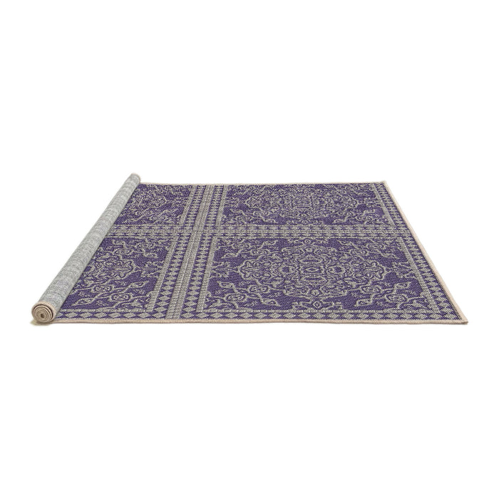 Serging Thickness of Patterned Purple Abstract Machine Washable Rug, wshpat3727