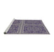 Serging Thickness of Patterned Purple Abstract Machine Washable Rug, wshpat3729