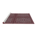 Serging Thickness of Machine Washable Transitional Deep Red Rug, wshpat3730
