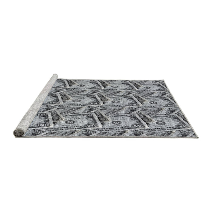Serging Thickness of Machine Washable Transitional Gray Rug, wshpat3732