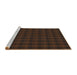 Serging Thickness of Machine Washable Transitional Chestnut Brown Rug, wshpat3736