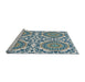 Serging Thickness of Machine Washable Transitional Gulf Blue Rug, wshpat3739