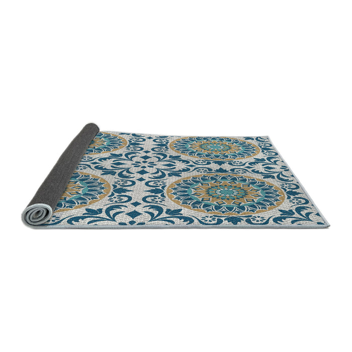 Thickness of Patterned Blue Novelty Rug, pat3739