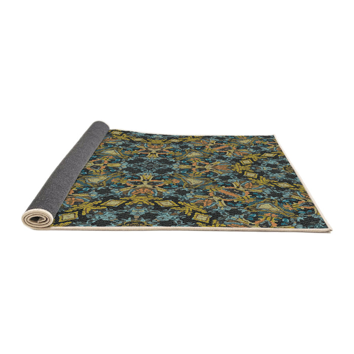 Thickness of Patterned Charcoal Black Novelty Rug, pat3752