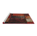 Serging Thickness of Machine Washable Transitional Gold Brown Rug, wshpat3755