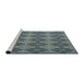 Serging Thickness of Machine Washable Transitional Dark Blue Grey Blue Rug, wshpat3757