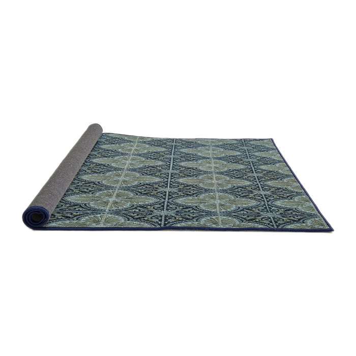 Thickness of Patterned Dark Blue Grey Blue Novelty Rug, pat3757