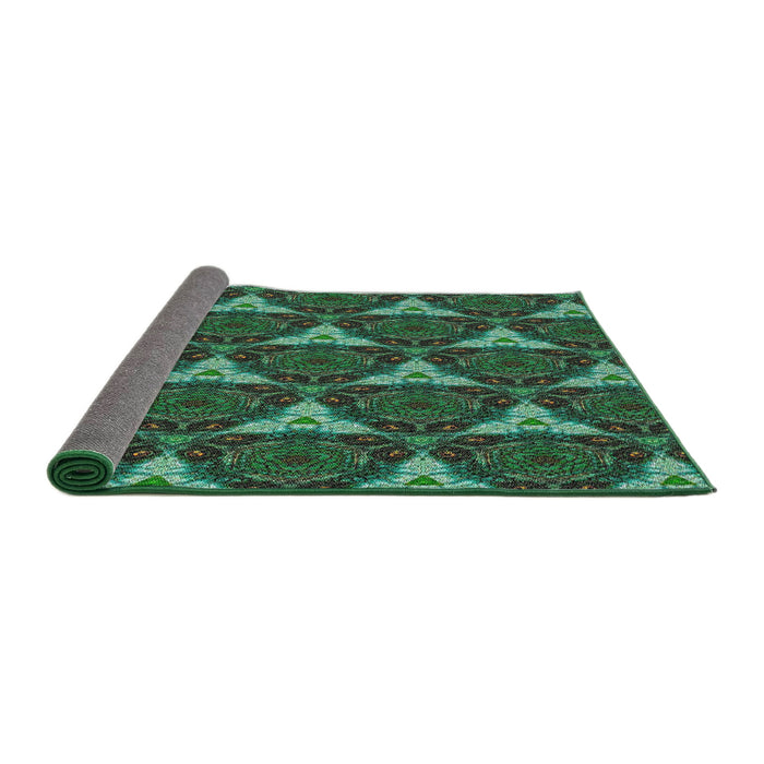 Thickness of Patterned Dark Forest Green Novelty Rug, pat376
