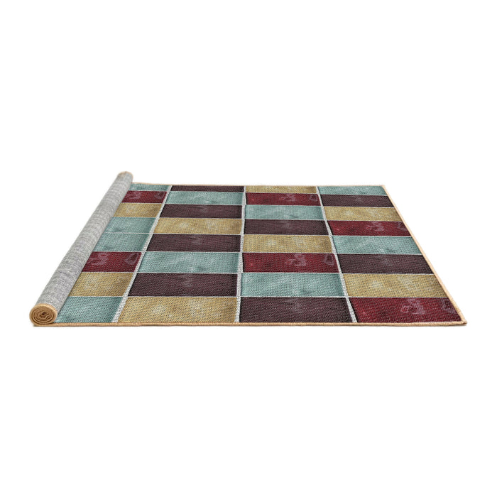 Serging Thickness of Machine Washable Transitional Sage Green Rug, wshpat3760