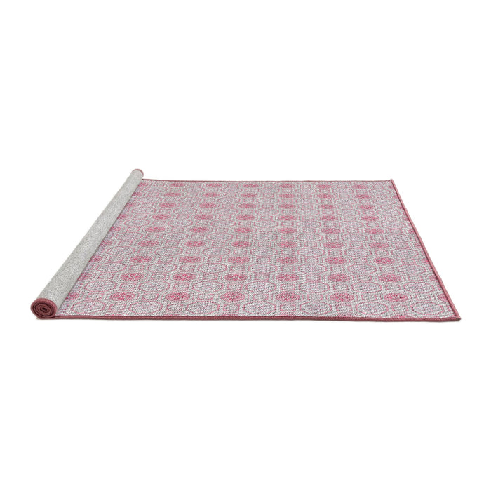 Serging Thickness of Machine Washable Transitional Pale Violet Red Pink Rug, wshpat3763