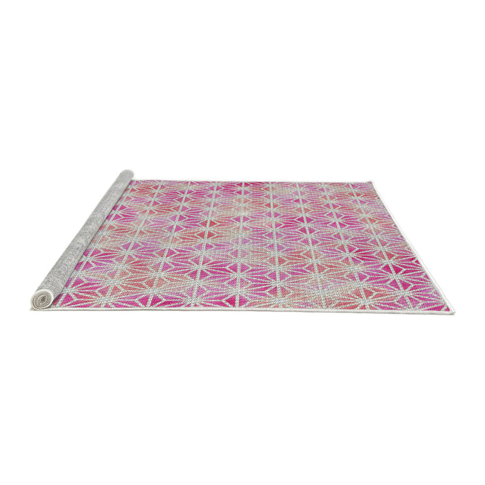 Serging Thickness of Machine Washable Transitional Dark Pink Rug, wshpat3764