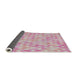 Thickness of Patterned Dark Pink Modern Rug, pat3764