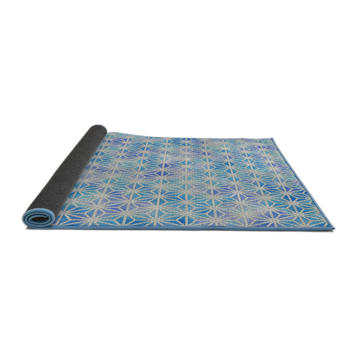 Thickness of Patterned Blue Modern Rug, pat3765