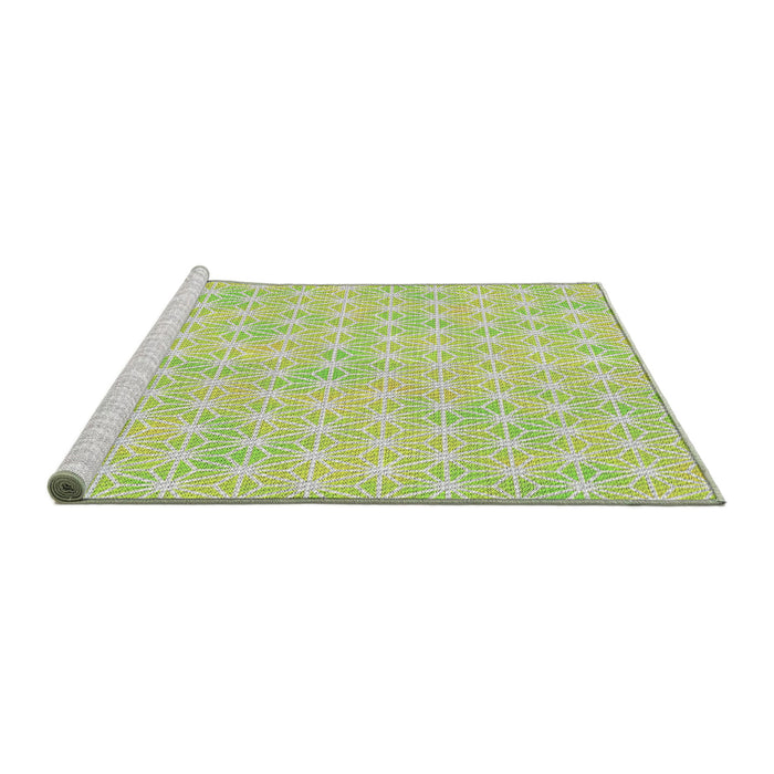 Serging Thickness of Machine Washable Transitional Tea Green Rug, wshpat3766