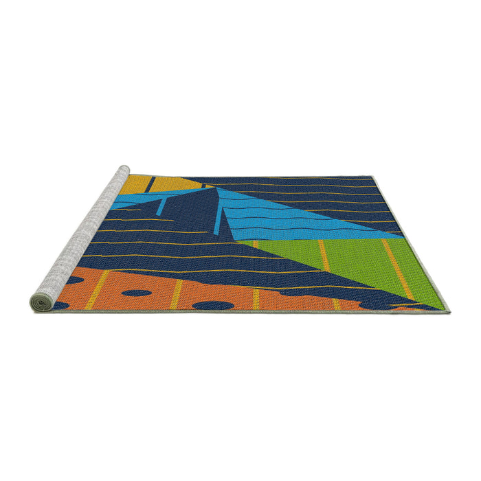 Serging Thickness of Machine Washable Transitional Green Rug, wshpat377