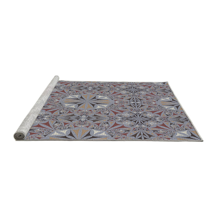 Serging Thickness of Machine Washable Transitional Gray Rug, wshpat3774