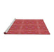 Serging Thickness of Machine Washable Transitional Red Rug, wshpat3776