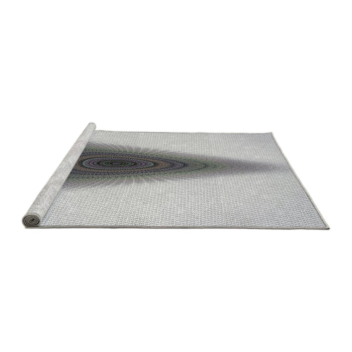 Serging Thickness of Machine Washable Transitional Platinum Gray Rug, wshpat3779
