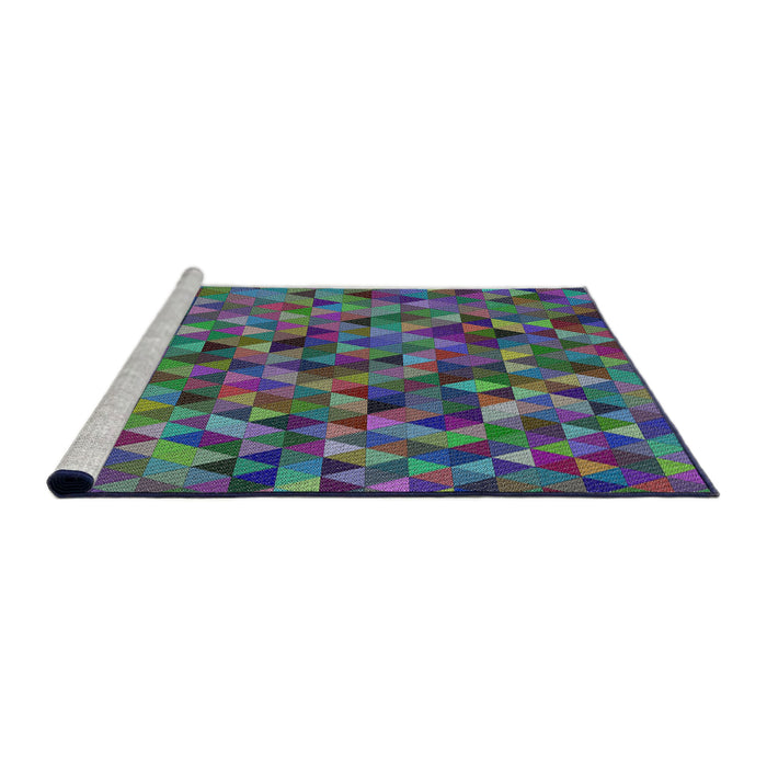 Serging Thickness of Machine Washable Transitional Cadet Blue Green Rug, wshpat3782