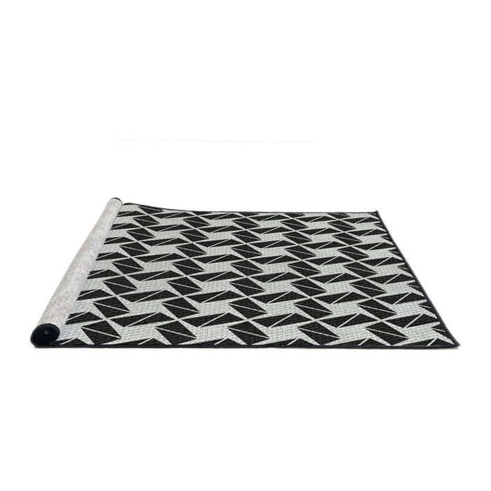 Serging Thickness of Machine Washable Transitional Grey Gray Rug, wshpat3785