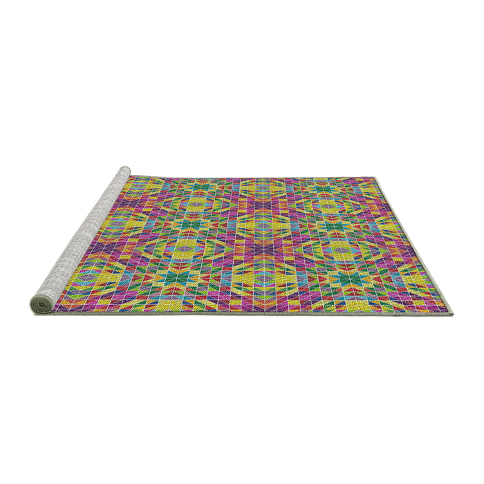 Serging Thickness of Machine Washable Transitional Raspberry Purple Rug, wshpat3786