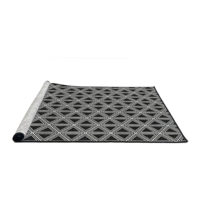 Serging Thickness of Machine Washable Transitional Silver Gray Rug, wshpat3787