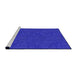 Serging Thickness of Machine Washable Transitional Bright Blue Rug, wshpat3791