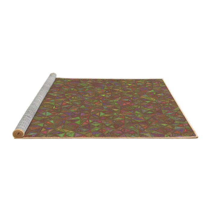 Serging Thickness of Machine Washable Transitional Orange Brown Rug, wshpat3792