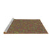 Serging Thickness of Machine Washable Transitional Orange Brown Rug, wshpat3792