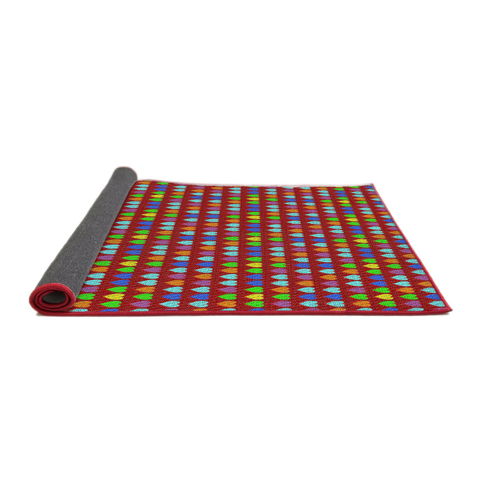 Thickness of Patterned Red Novelty Rug, pat380