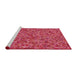 Serging Thickness of Machine Washable Transitional Red Rug, wshpat3802