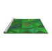 Serging Thickness of Machine Washable Transitional Neon Green Rug, wshpat3809