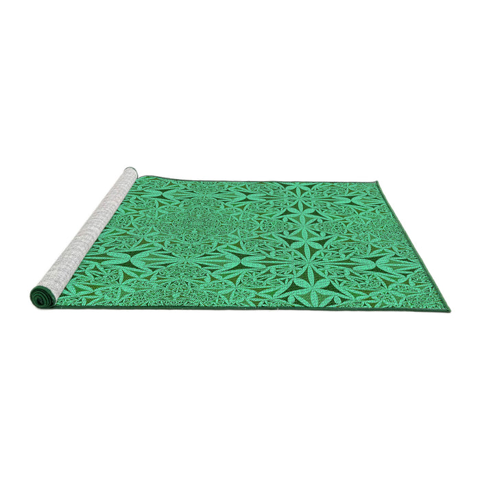Serging Thickness of Machine Washable Transitional MediumSpring Green Rug, wshpat3815
