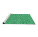 Serging Thickness of Machine Washable Transitional MediumSpring Green Rug, wshpat3815