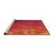 Serging Thickness of Machine Washable Transitional Red Rug, wshpat3822