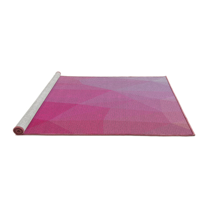 Serging Thickness of Machine Washable Transitional Pink Rug, wshpat3827