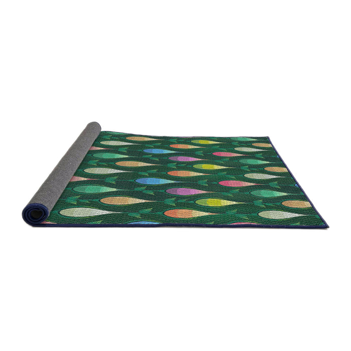 Thickness of Patterned Green Novelty Rug, pat3828