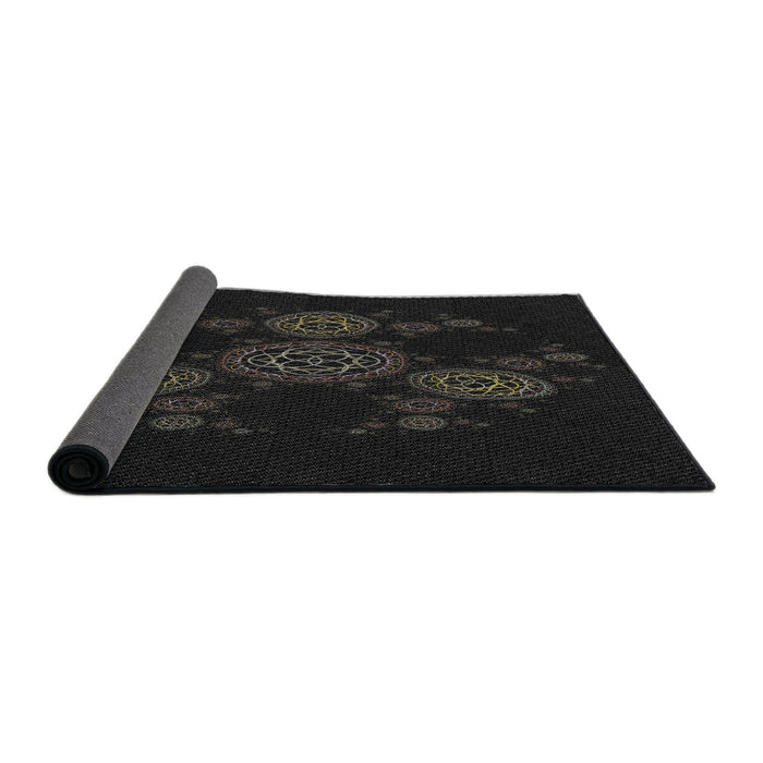 Thickness of Patterned Gray Novelty Rug, pat383