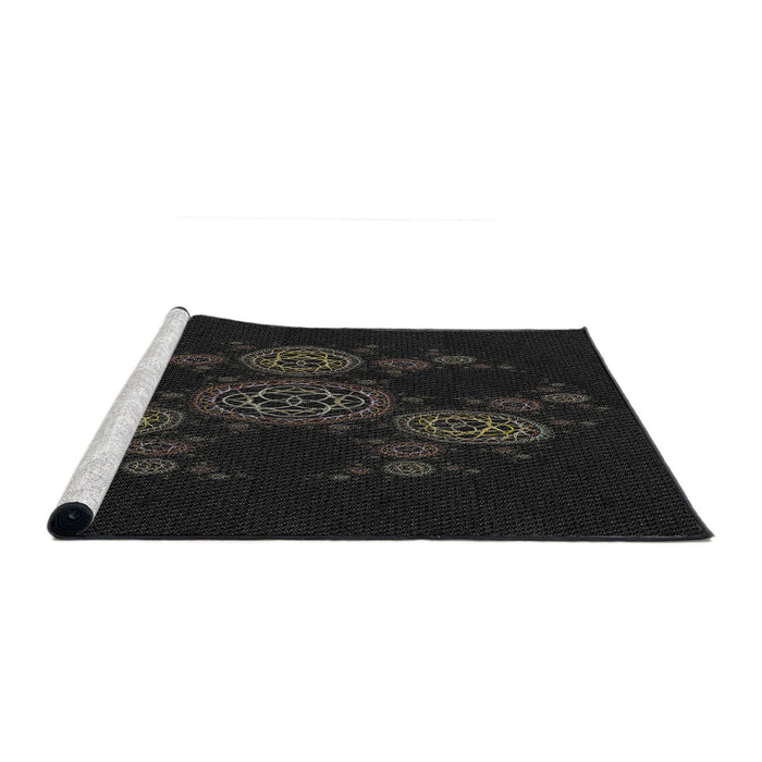 Serging Thickness of Machine Washable Transitional Gray Rug, wshpat383
