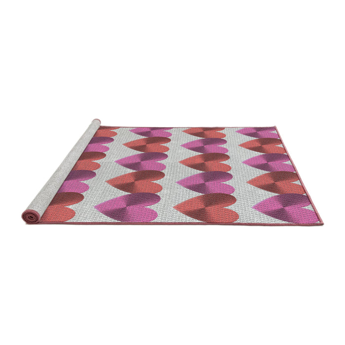 Serging Thickness of Machine Washable Transitional Pink Violet Pink Rug, wshpat3832