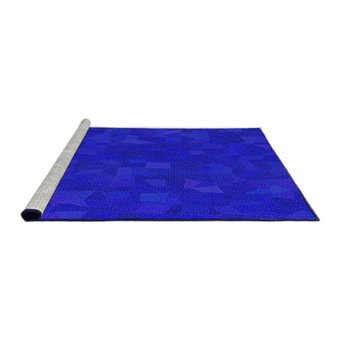 Serging Thickness of Machine Washable Transitional Blue Rug, wshpat3836
