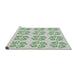 Serging Thickness of Machine Washable Transitional Green Rug, wshpat3838