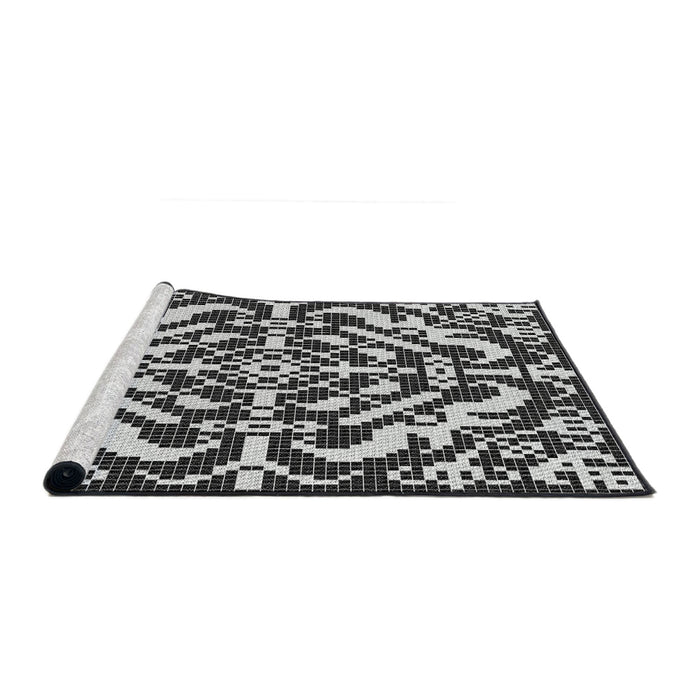 Serging Thickness of Machine Washable Transitional Grey Gray Rug, wshpat3844