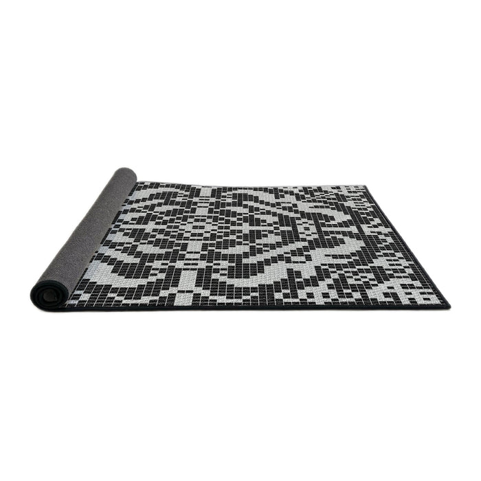 Thickness of Patterned Gray Novelty Rug, pat3844