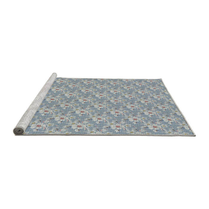 Serging Thickness of Machine Washable Transitional Gulf Blue Rug, wshpat3846