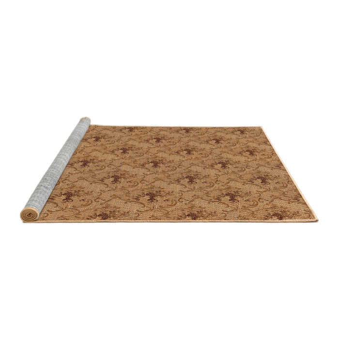 Serging Thickness of Machine Washable Transitional Mahogany Brown Rug, wshpat3847