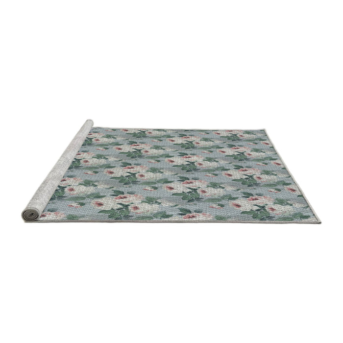 Serging Thickness of Machine Washable Transitional Grey Gray Rug, wshpat3849