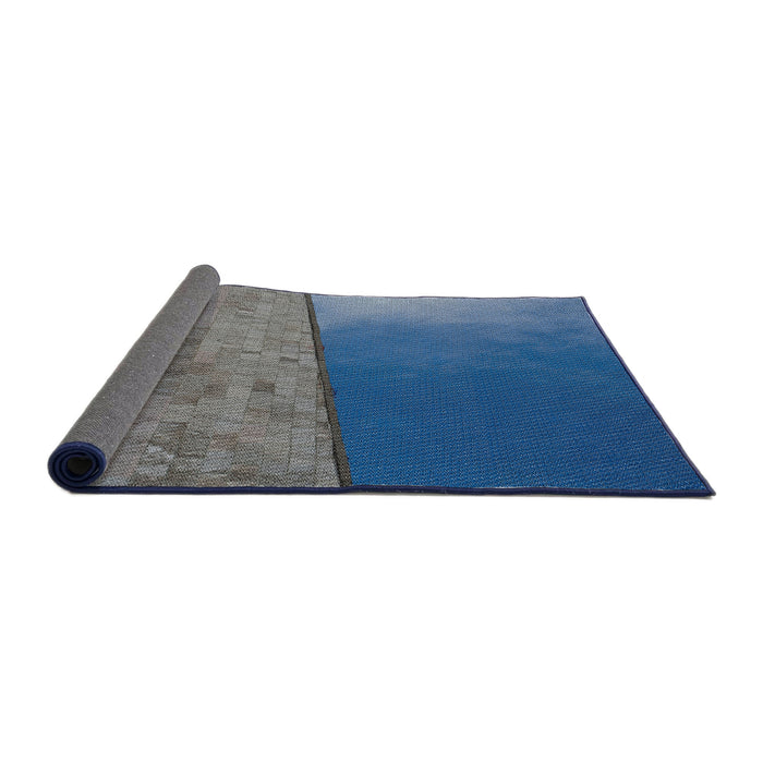 Thickness of Patterned Blue Novelty Rug, pat3854