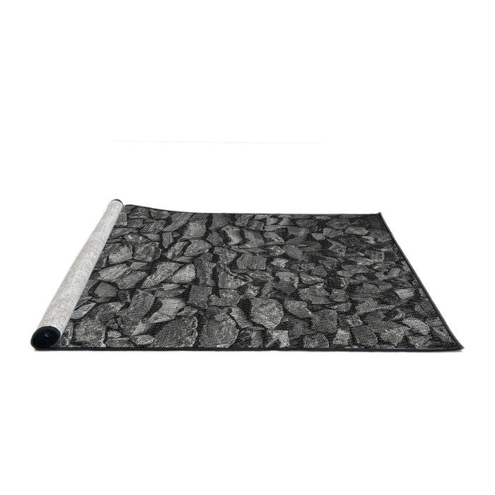 Serging Thickness of Machine Washable Transitional Grey Gray Rug, wshpat3857